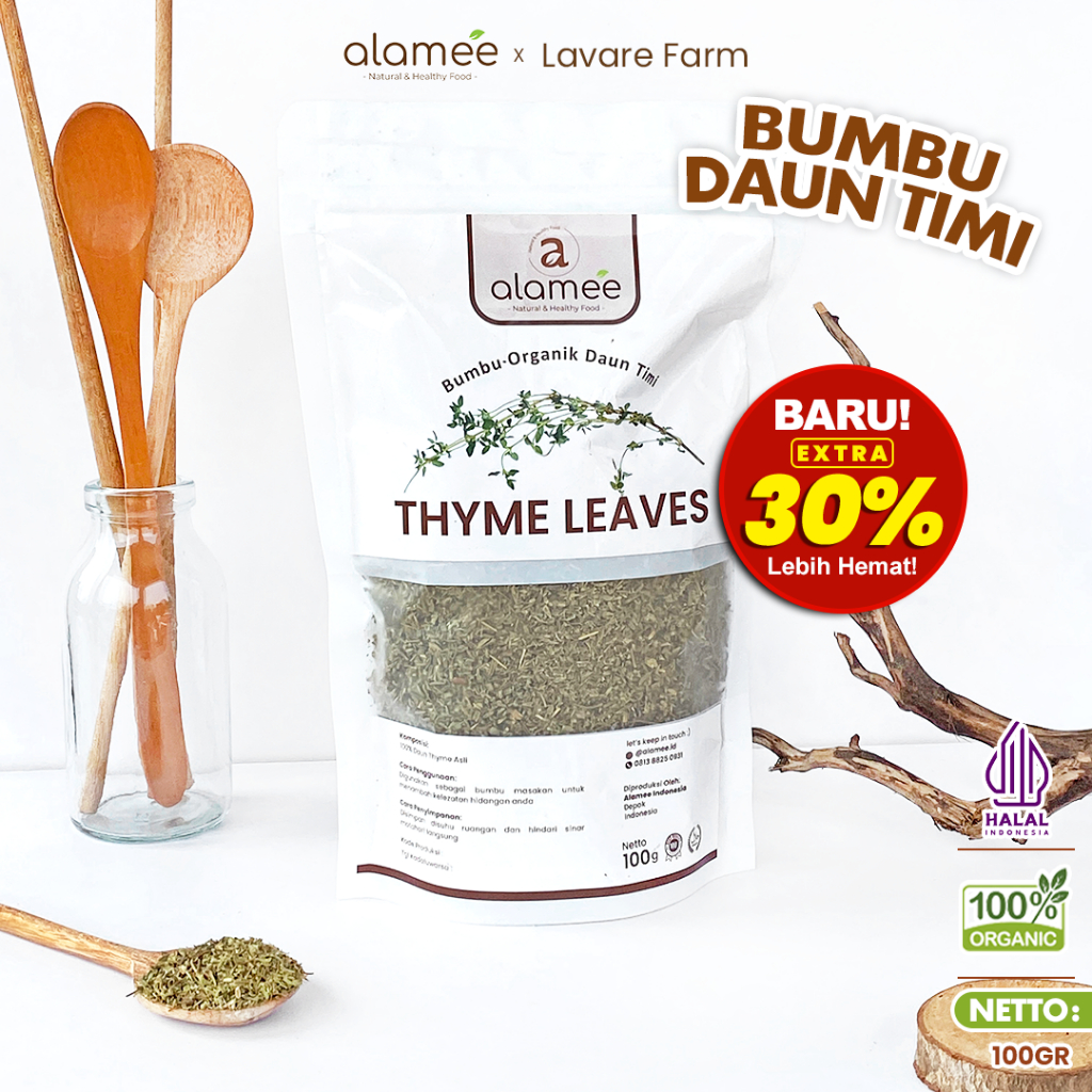 

Thyme Kering Daun Timi Dried Leaves Rempah Rimpang Murni Asli Tanpa Campuran Bumbu Organik 100gram