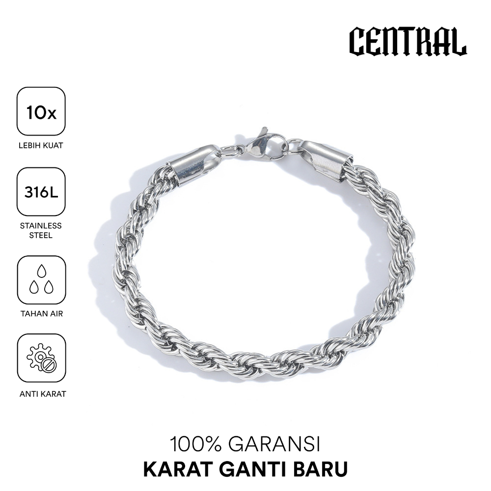 Gelang Lucian Stainless Bracelet Titanium  Anti Karat Pria Wanita Unisex Hitam Putih