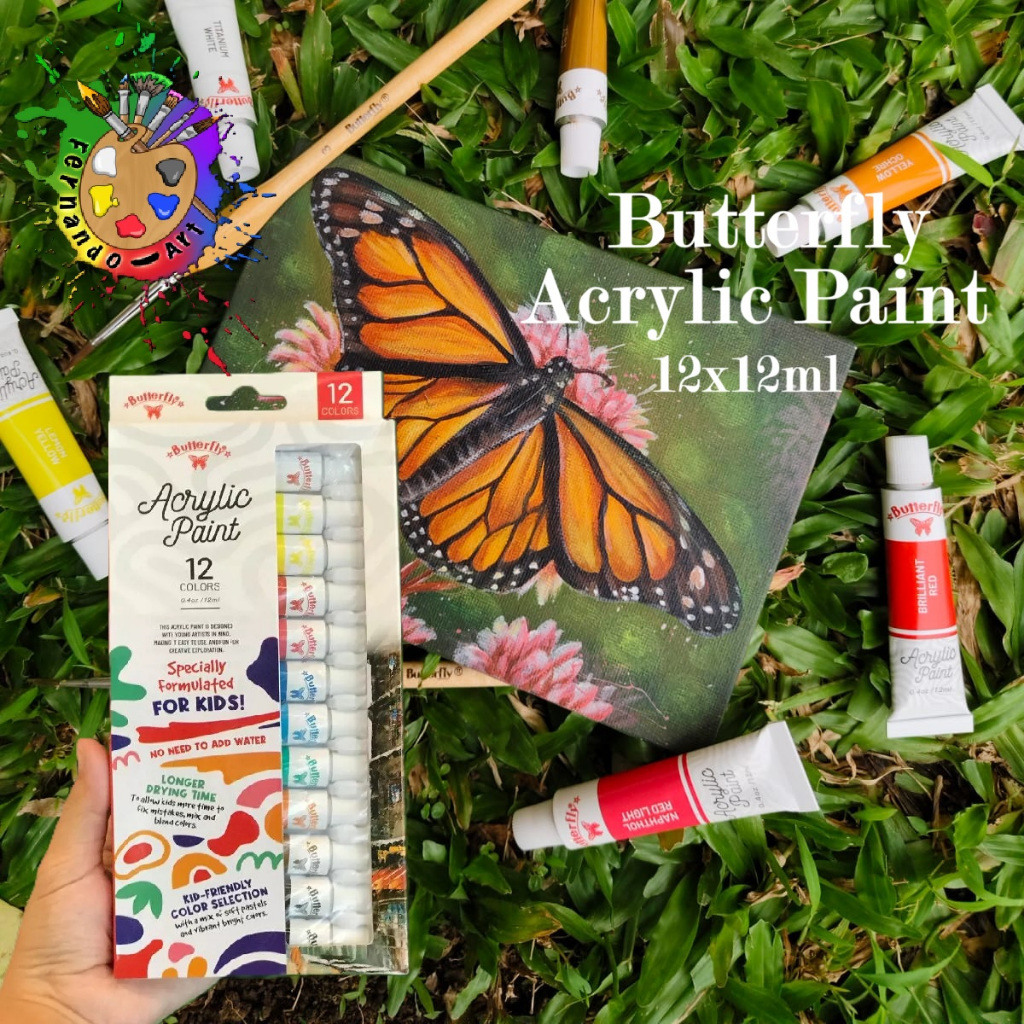 

Butterfly Acrylic Paint 12 Colors x 12ml