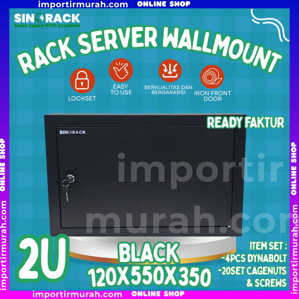 RACK SERVER 2U WALLMOUNT SINORAK PREMIUM SERIES BERKUALITAS HITAM BLACK
