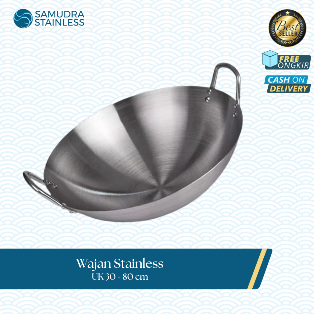 SUBRON wajan stainless anti lengket / wajan kuali stainless steel tebal kuali tebal