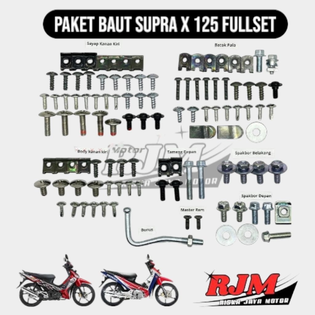 Baut Supra X 125 Full Set / Baut Body Supra X 125 Batman Full set