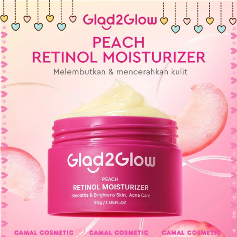 Glad2glow Peach Retinol Moisturizer Mencegah Penuaan Dini dan Meratakan warna kulit