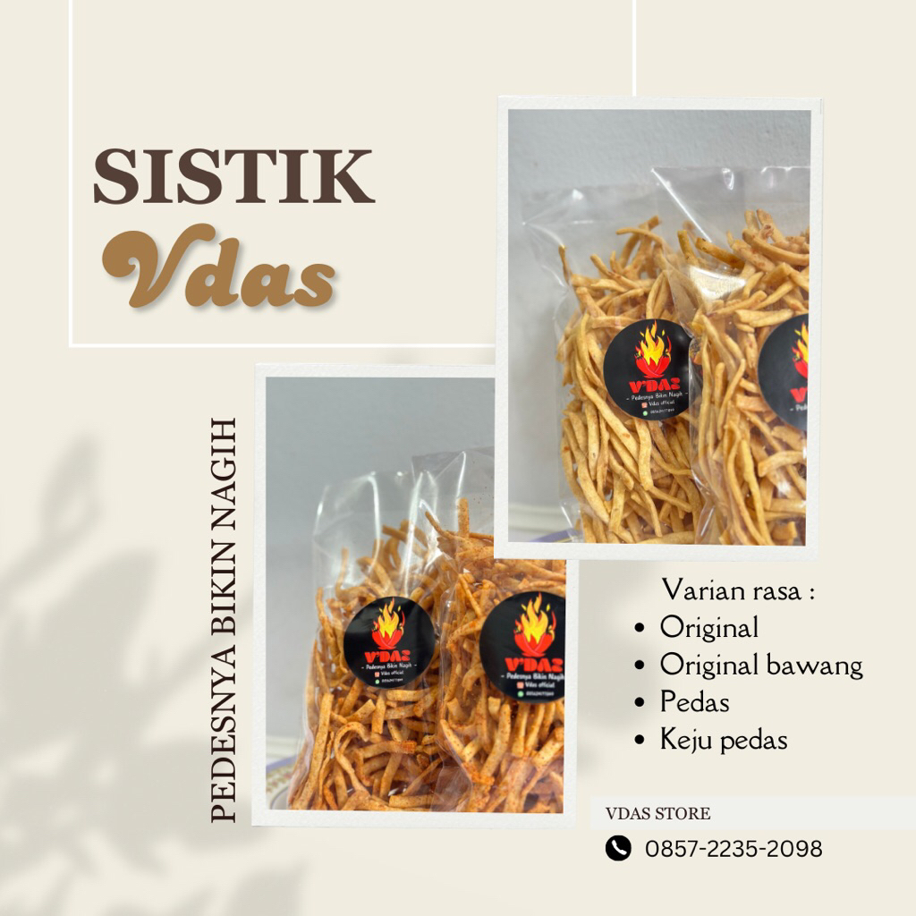 

SISTIK | SISTIK VDAS | SISTIK RENYAH | SISTIK GURIH | SISTIK PEDAS | SISTIK BAWANG | SISTIK ENAK | SISTIK NIKMAT | SISTIK KEJU | SISTIK KEJU PEDAS | SISTIK CEMILAN