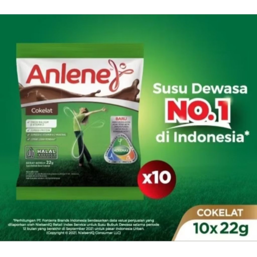

susu anlene coklat sachet 22gram isi 10 pcs