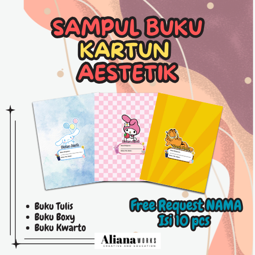 

TERMURAH | SAMPUL BUKU KARTUN 10 PCS GLOSSY CUSTOM NAMA DAN SEKOLAH | FREE REQUEST KARAKTER | BUKU TULIS/KWARTO/BOXY