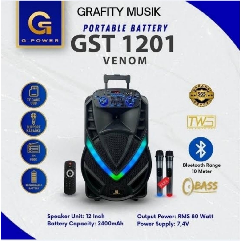 Speaker Portable G-POWER GST-1201 Venom Speaker Portable G Power GST 1201Venom Original