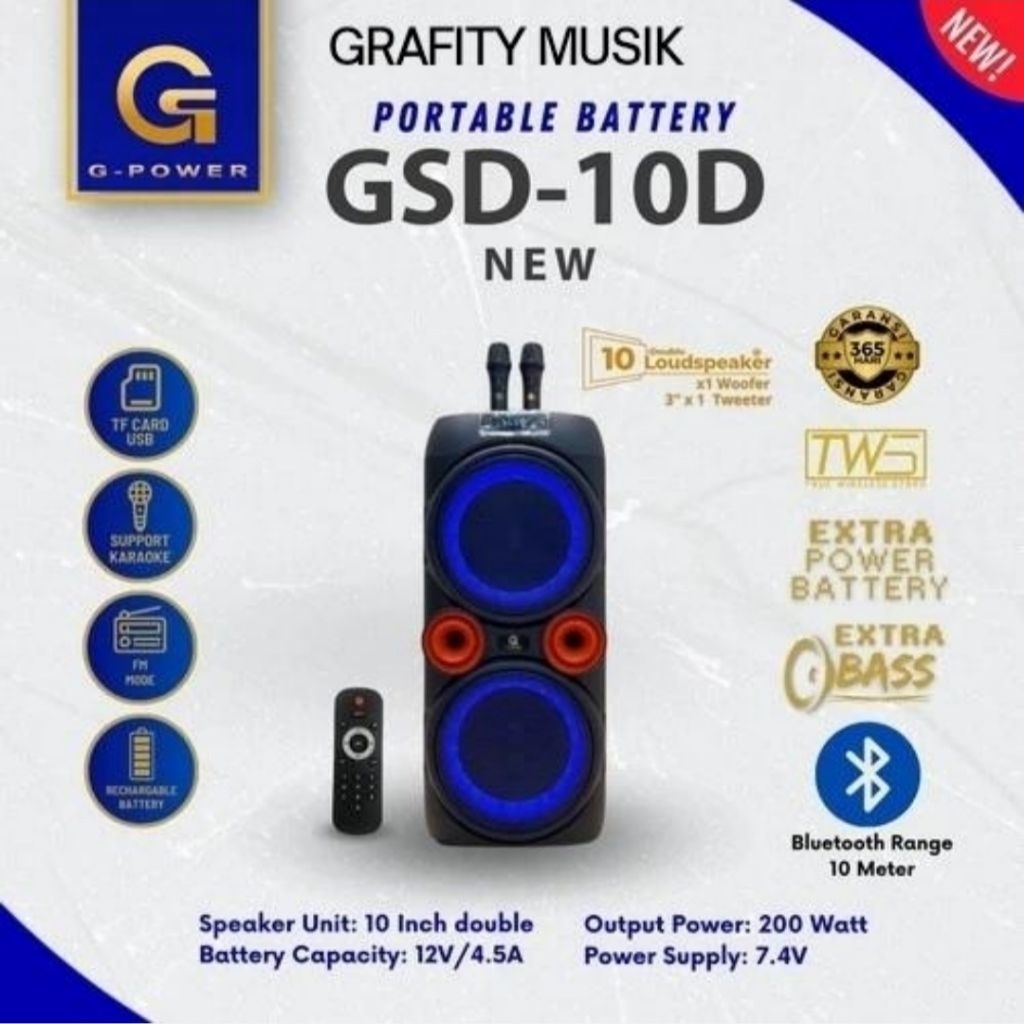 Speaker Portable G Power GSD 10D Original Speaker Portable 10 Inch G Power GSD 10 D