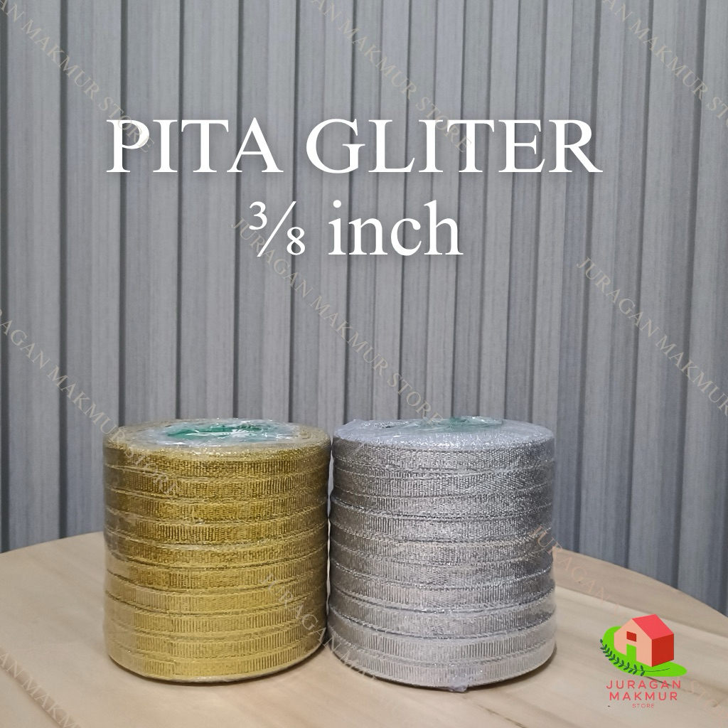 

1 ROLL PITA EMAS PERAK GOLD DAN SILVER 3/8 INCH (1CM) pita glitter metalik gold dan silver