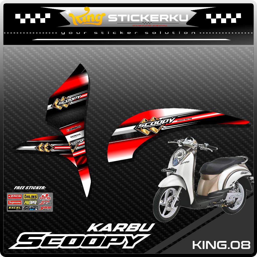 (COD) Striping Scoopy Karbu Stiker Sticker Setiker List Variasi Motor Honda Scoopy Scoopi Karbu Carb