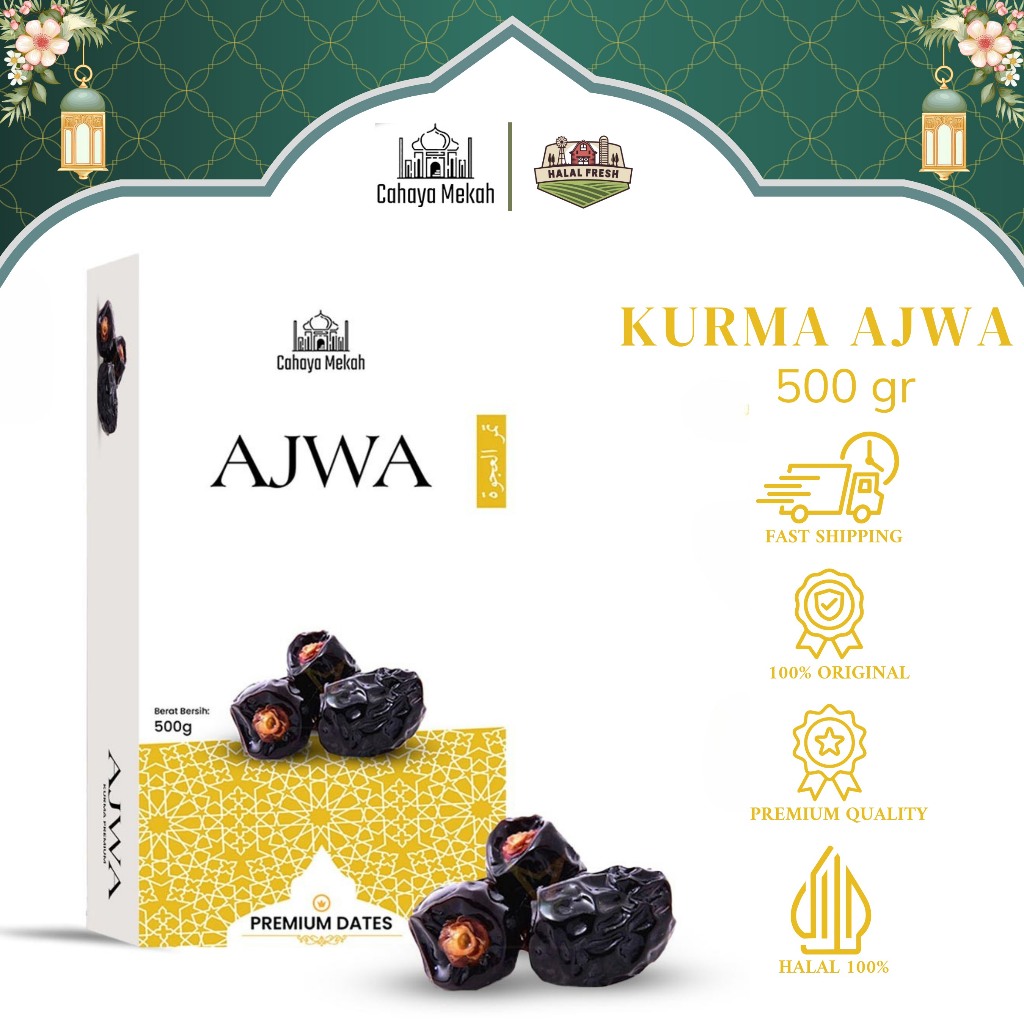 

Cahaya Mekah Kurma Ajwa 500gr Box Kurma Nabi Premium Original High Quality
