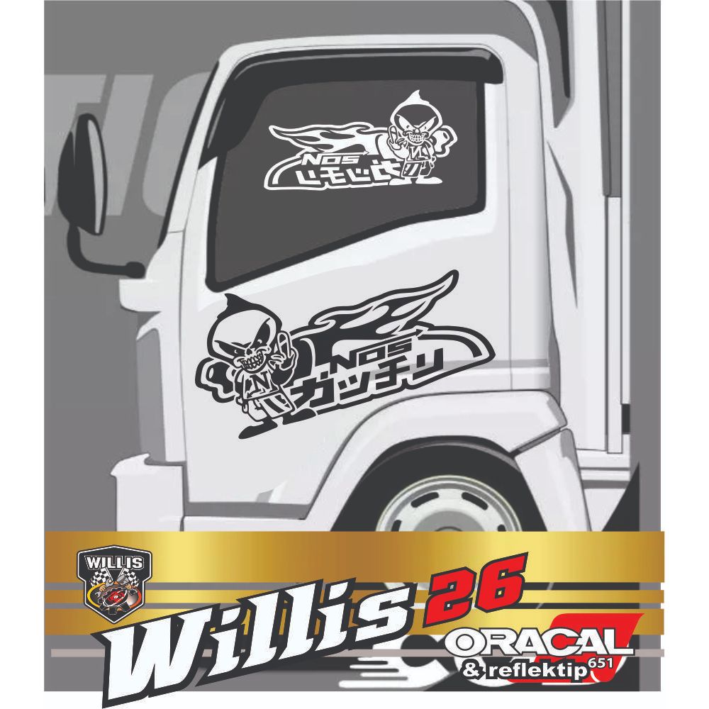 stiker mobil truck terbaru stiker mobil NOS KARAKTER KEREN JDM pintu samping truck termurah