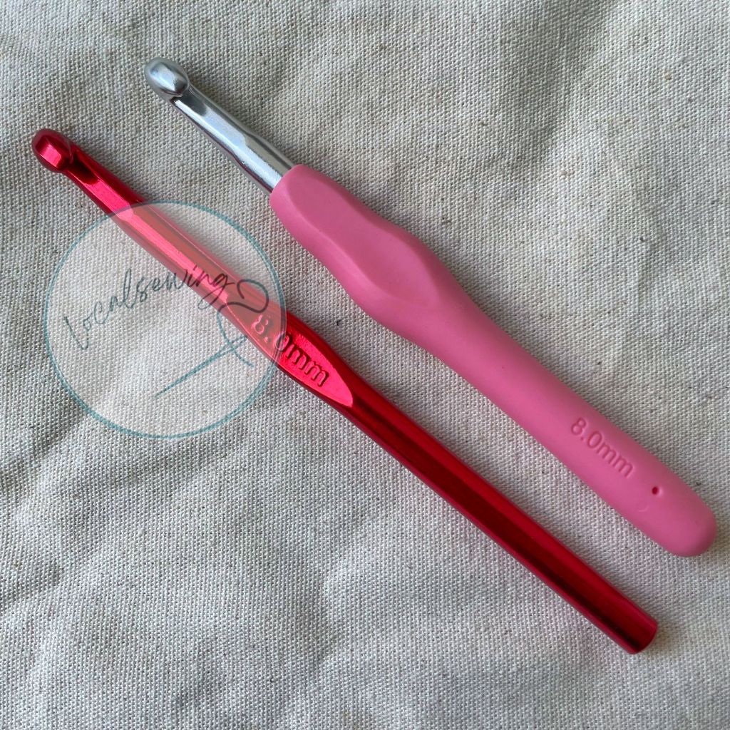 Hakpen Rajut 8mm / Jarum Rajut 8mm / Hakpen Gagang Karet 8mm / Hakpen Aluminium 8mm