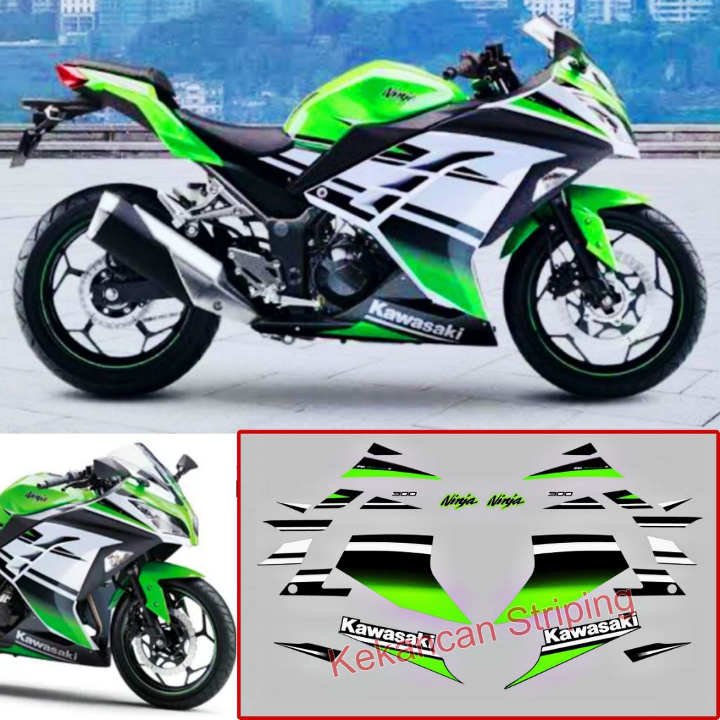 Striping Ninja 250FI Anniversary Hijau Putih (Cetak HD / 100% presisi Pakai Pola Original)