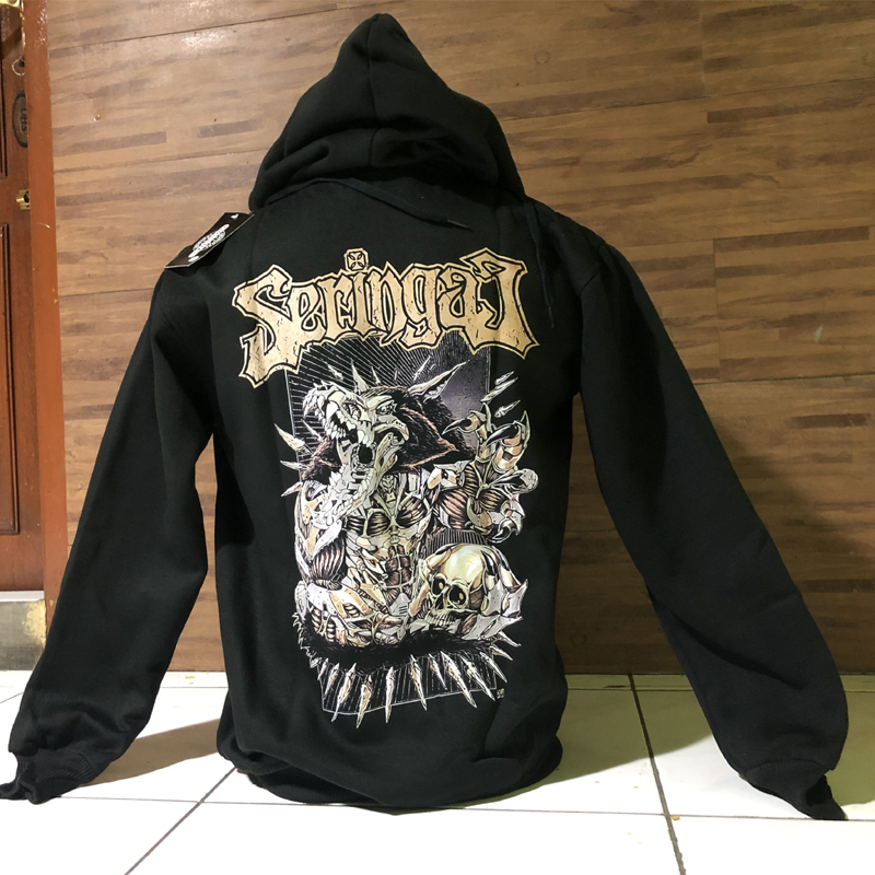 Jaket Hoodie Seringai Mecha Wolf Hoodie Jumper Pullover & Zipper (Ritsleting) Bahan Cotton Fleece
