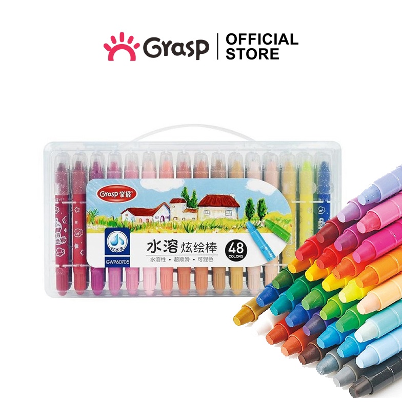 

KODE Y93K GRASP Silky Crayon Lukis 12243648 Warna Krayon Water Soluble Warna Cerah Tidak Mengotori Tangan Free Brush Putar OPS1