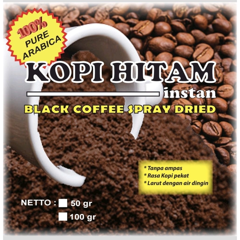 

100gr kopi hitam tanpa ampas_black coffe dried spray