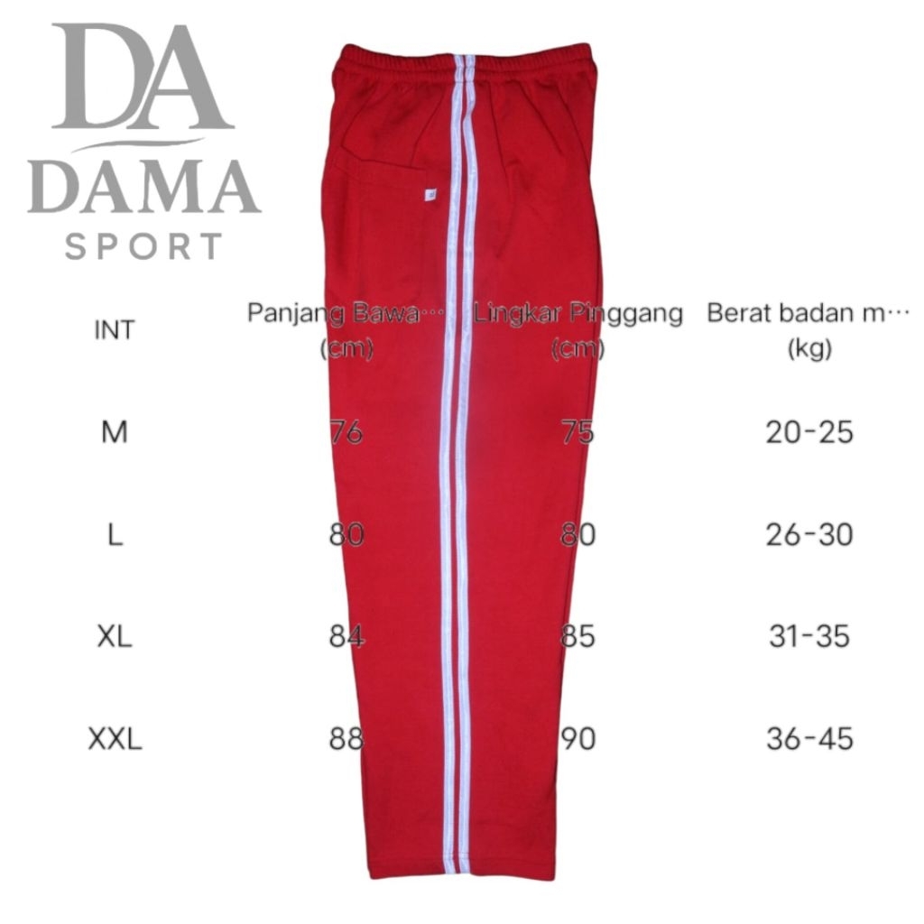 celana training anak sd panjang Los merah lis putih