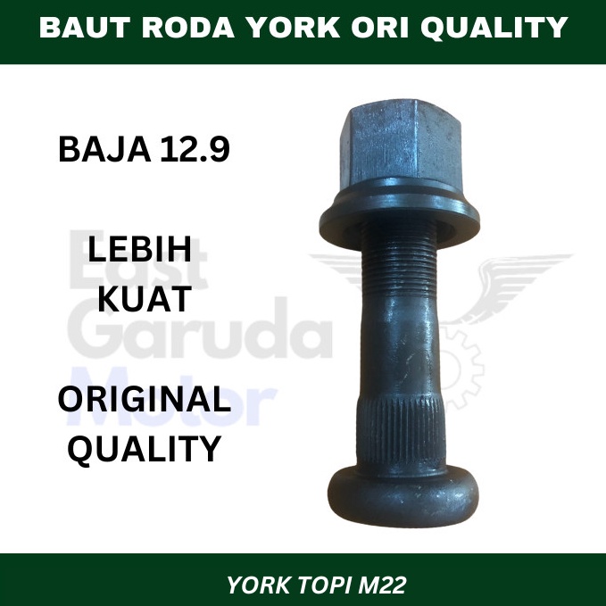 KODE D7X Baut Roda York Mur Topi M22 Drat Halus Buntut Trailer