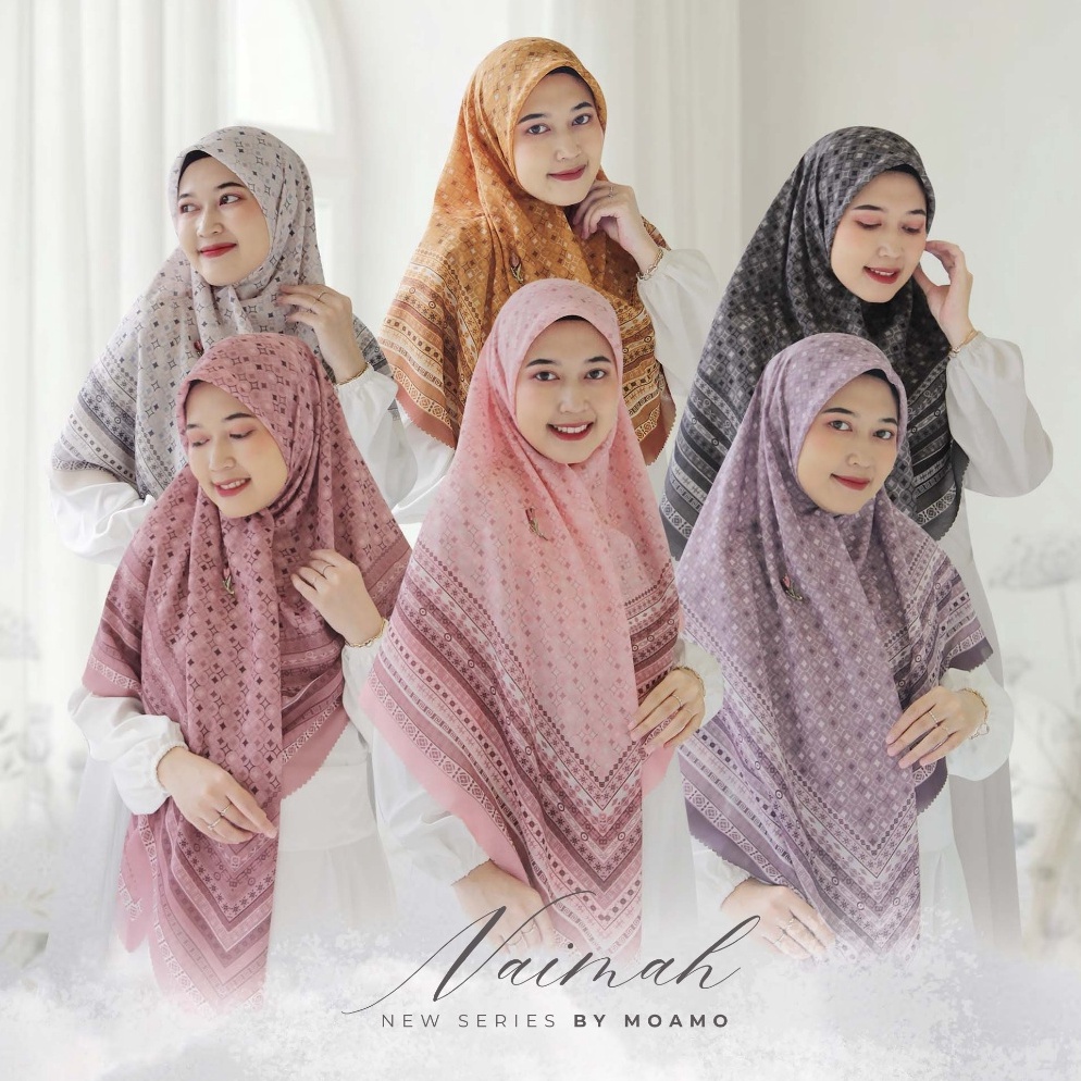 KODE Q32I Hijab Segi Empat  Syari Motif Jilbab Jumbo NAIMAH Series 14x14  12x12