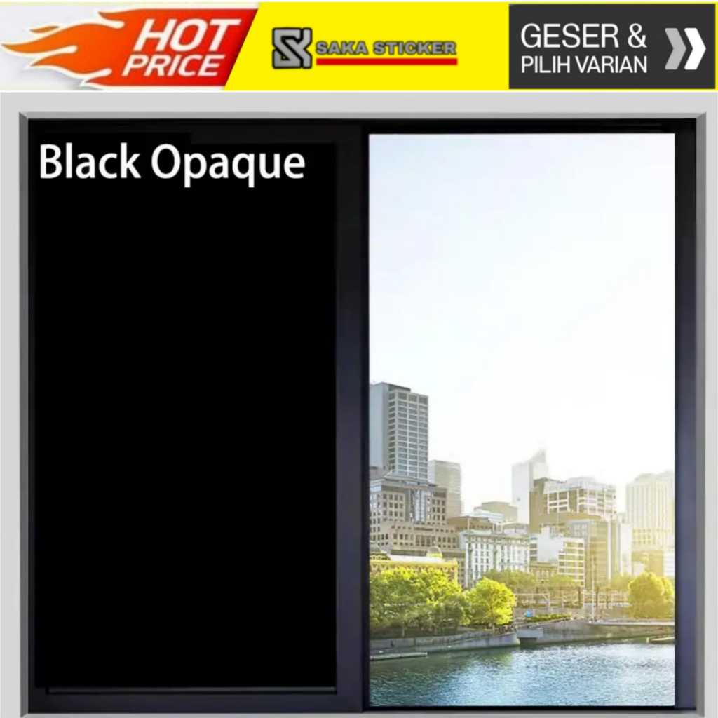 Penutup Kaca Jendela Stiker Hitam Sandblast Kaca