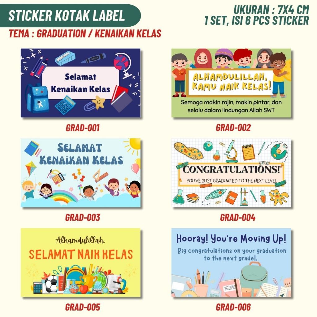 

Sticker Kotak Label TEMA: Graduation/Kenaikan Kelas size 7cm x 4cm