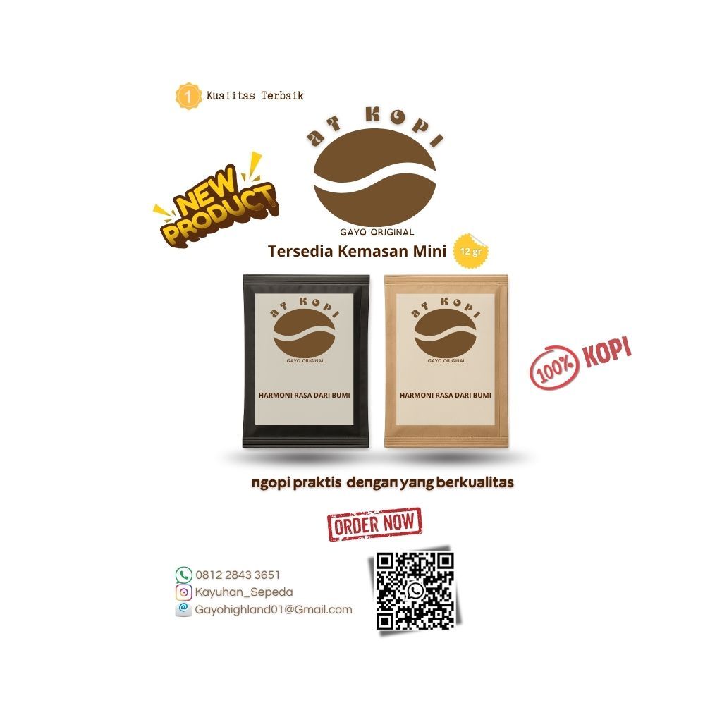 

KOPI GAYO ACEH Kemasan Sachet,Mini, Asli Arabica Gayo (Drip Bag) Praktis digunakan.