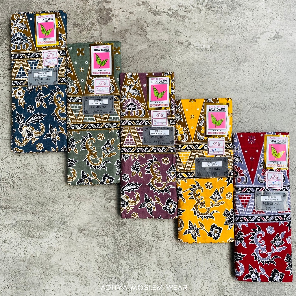 Sarung Batik Pekalongan Dua Daun Cap Cent Kain Sarung Wanita Dewasa Katun Lembut Tebal Bawahan Musli