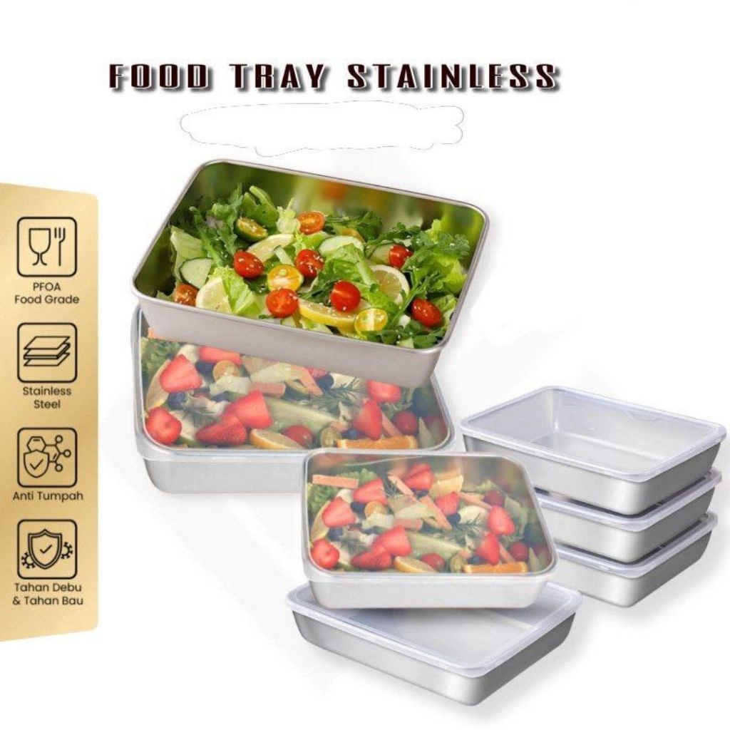 FOOD TRAY STAINLESS NAMPAN PERSEGI STAINLESS