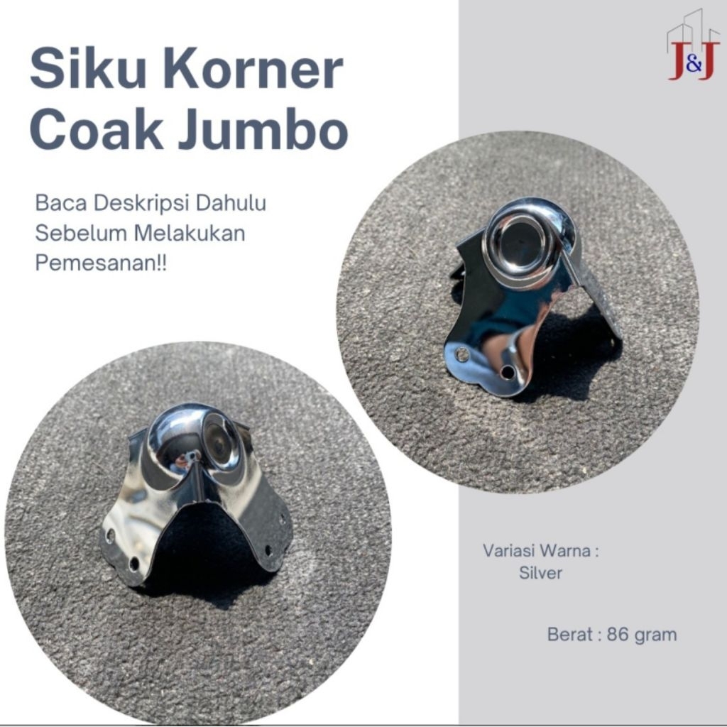 Siku Korner Coak Jumbo Alumunium / Siku Benjol Kecil Hardcase / Siku pojok Alumunium