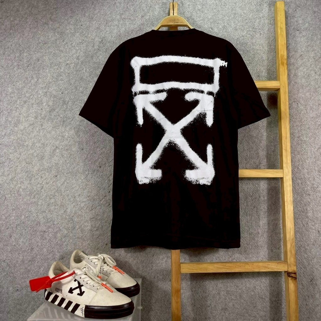 BAJU KAOS T-SHIRT VIRGIL ABLOH DIAGONAL SPRAY PAINT BLACK