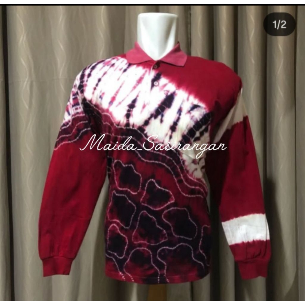 Kaos Sasirangan Kerah Pria merah Putih Persiapan 17 Agustus an