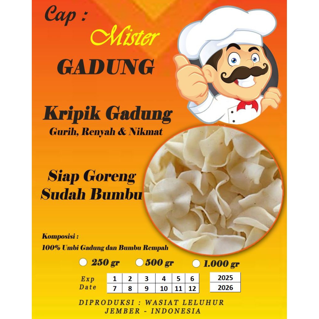 

keripik GADUNG 1kg mentah siap goreng sudah BUMBU
