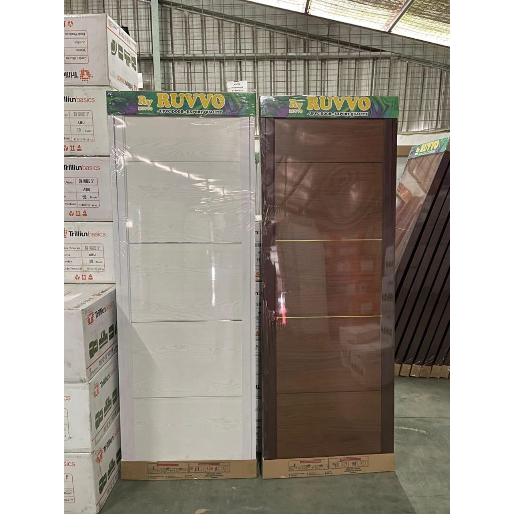 PINTU KAMAR MANDI UPVC MERK RUVVO WARNA PUTIH DAN COKLAT