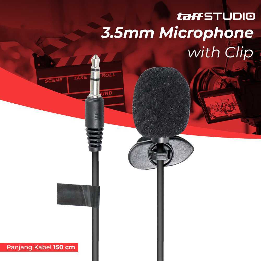 TaffSTUDIO 3.5mm Microphone Clip for Smartphone Laptop Tablet 1.5M - SR-503 Mikrofon Kabel Mik Klip 
