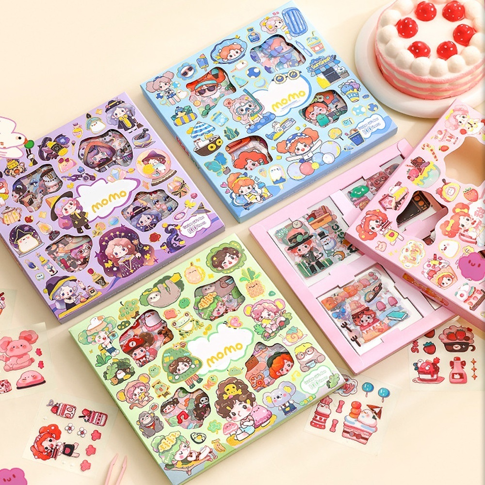 

MS Sticker 100 Lembar Sticker 2D Momo Motif Kartun Korea Cute Anti Air