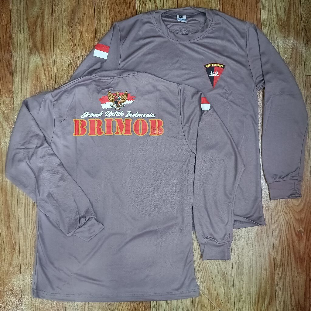 Kaos Coklat Brimob Panjang Bahan Jersey Dryfit / Kaos Coklat Brimob / Kaos Brimob