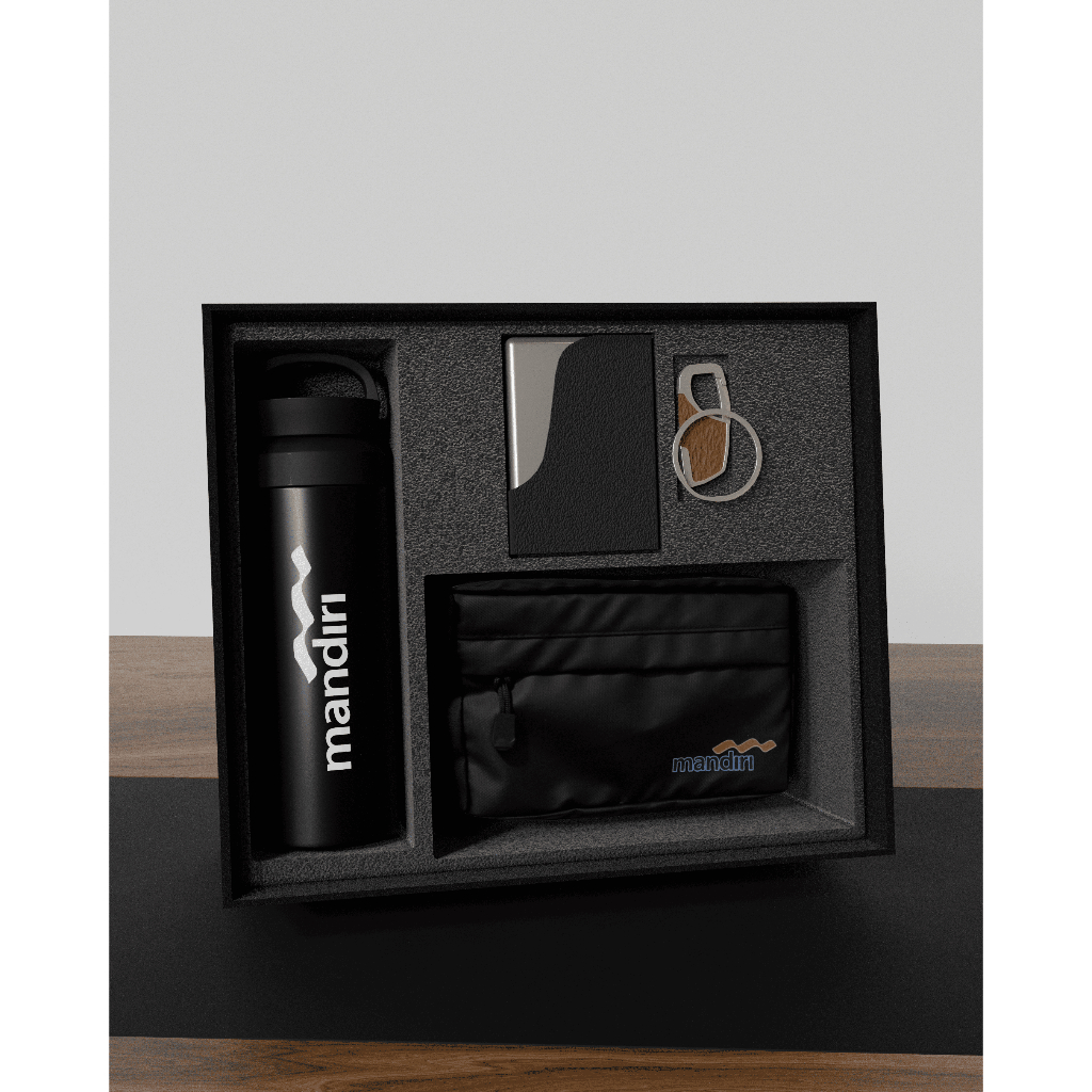 

Custom Corporate Hampers | Smart Travel Set (Botol, Cardholder, Keychain, Clutchbag)