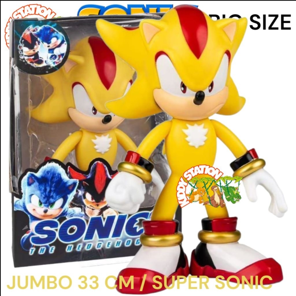 Action Figure Sonic The Hedgehog Jumbo 33cm Mainan Super Sonic Super Shadow