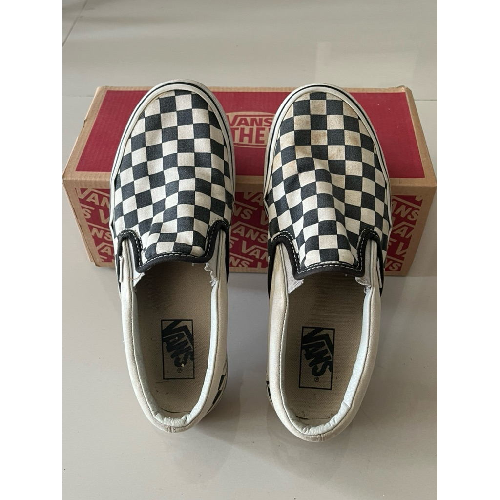 Second Vans Slip On Classic Checkerboard Black ORI 100%