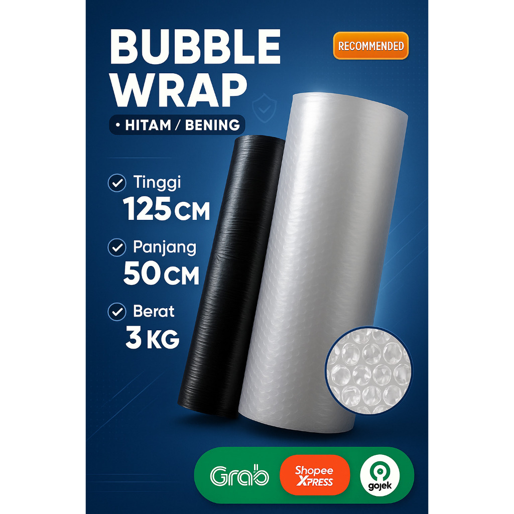 

Plastik Bubble Wrap Hitam 125cm x 50m Bubblewrap Termurah