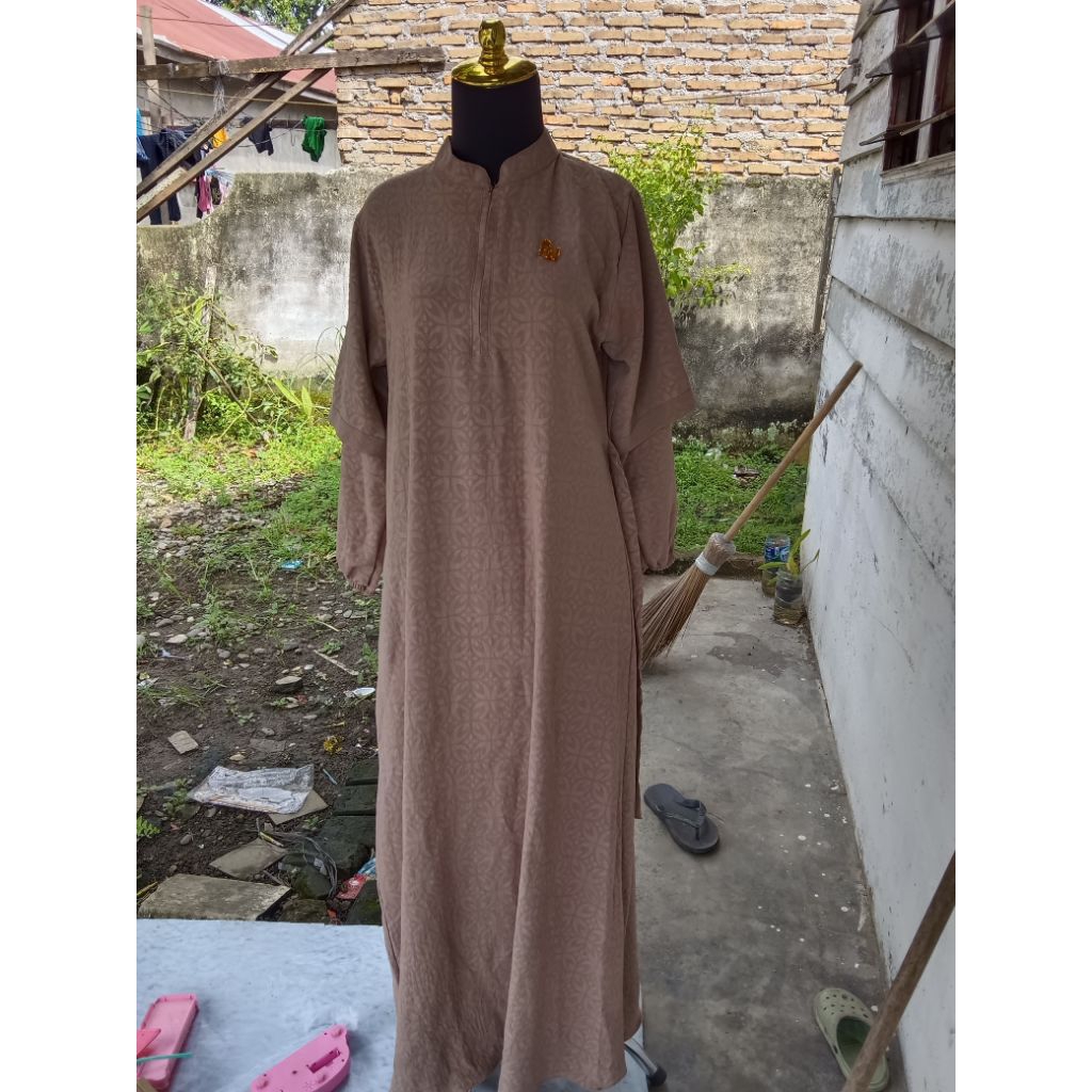 Baju gamis katun embos premium ld 95 -100