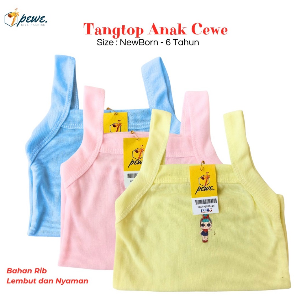 12 Pcs Kaos Dalam Anak Bayi Perempuan Tangtop Anak Bayi Perempuan Tanktop Anak Karakter Bahan Halus 