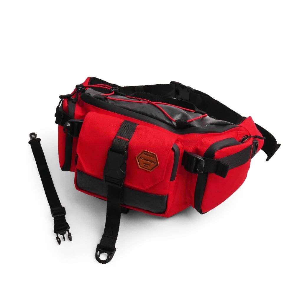 ACTION.Id98 - Tas Selempang Pria Tas Waistbag Tas Pinggang Kapasitas Besar Hunter Diamond Red Waterp