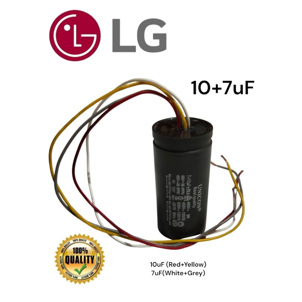 Kapasitor Capasitor Mesin Cuci LG 10+7uF  Mesin cuci 2 Tabung 4 Kabel