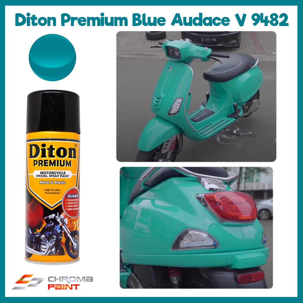 Cat Motor Diton Premium Vespa Color Warna Biru - Blue Audace V 9482 - Cat Pilok