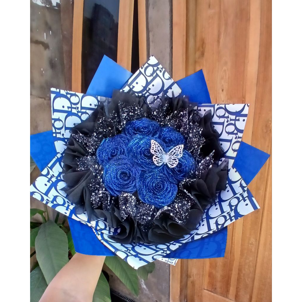 

Buket Pita Satin NAVY 7 Tangkai Glitter (Baca Deskripsi)