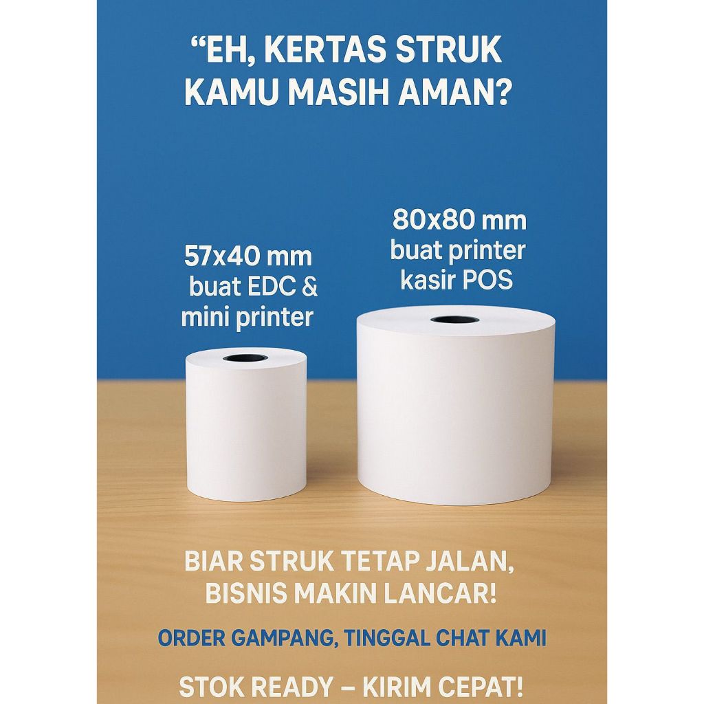 

Kertas Thermal Kasir 57x40 m Standard Kertas Mini Printer Mobile