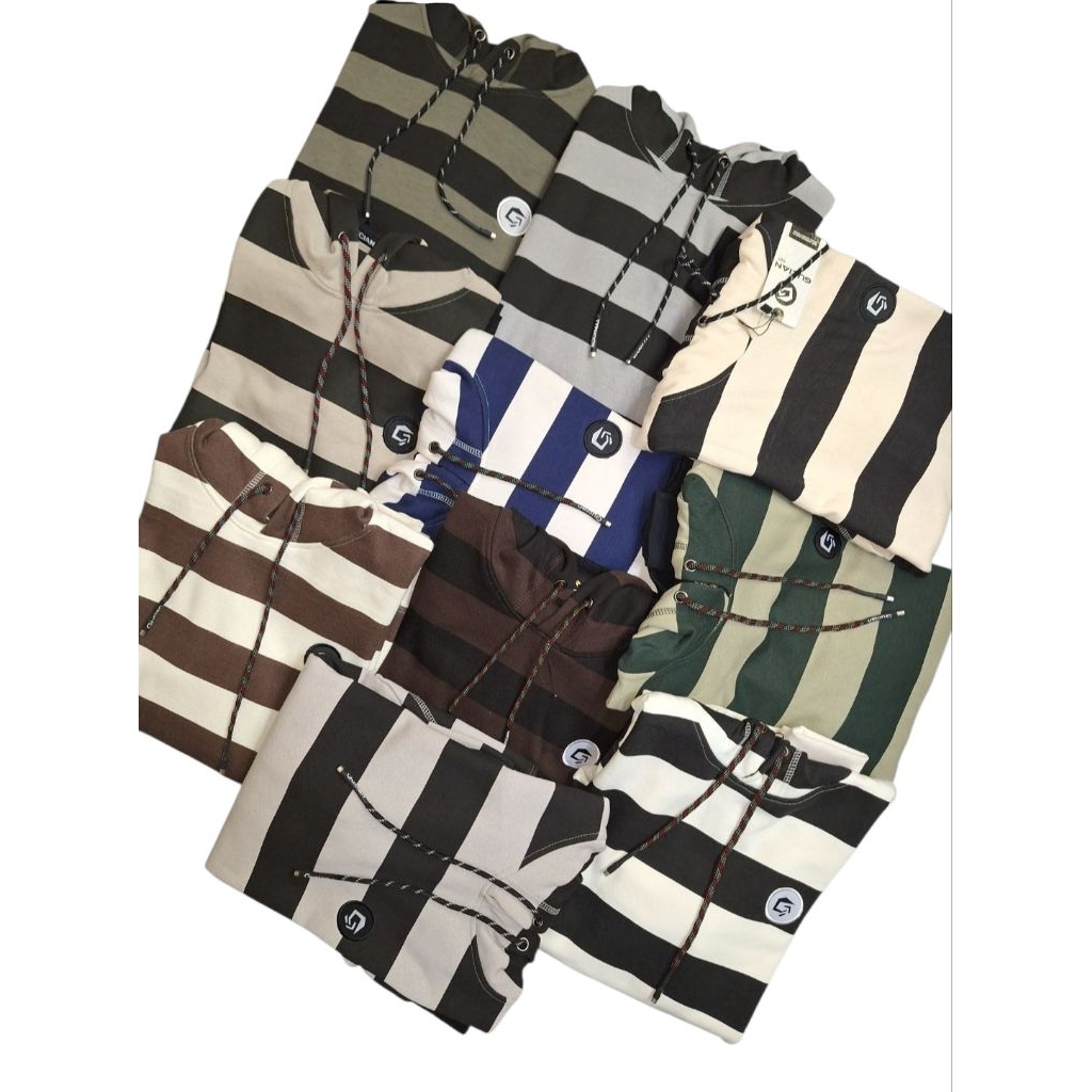 Sweater/T-Shirt Hodie Gucian | Salur Balok Garis- Garis | Pria Wanita