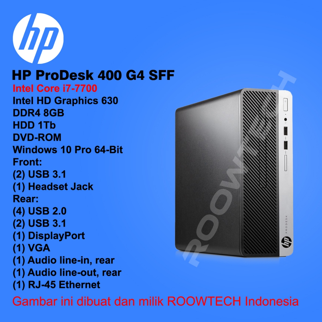 PC Desktop Hp Core i7 7700 Ram 8Gb SSD 1Tb 24" Grsi 1 Tahun